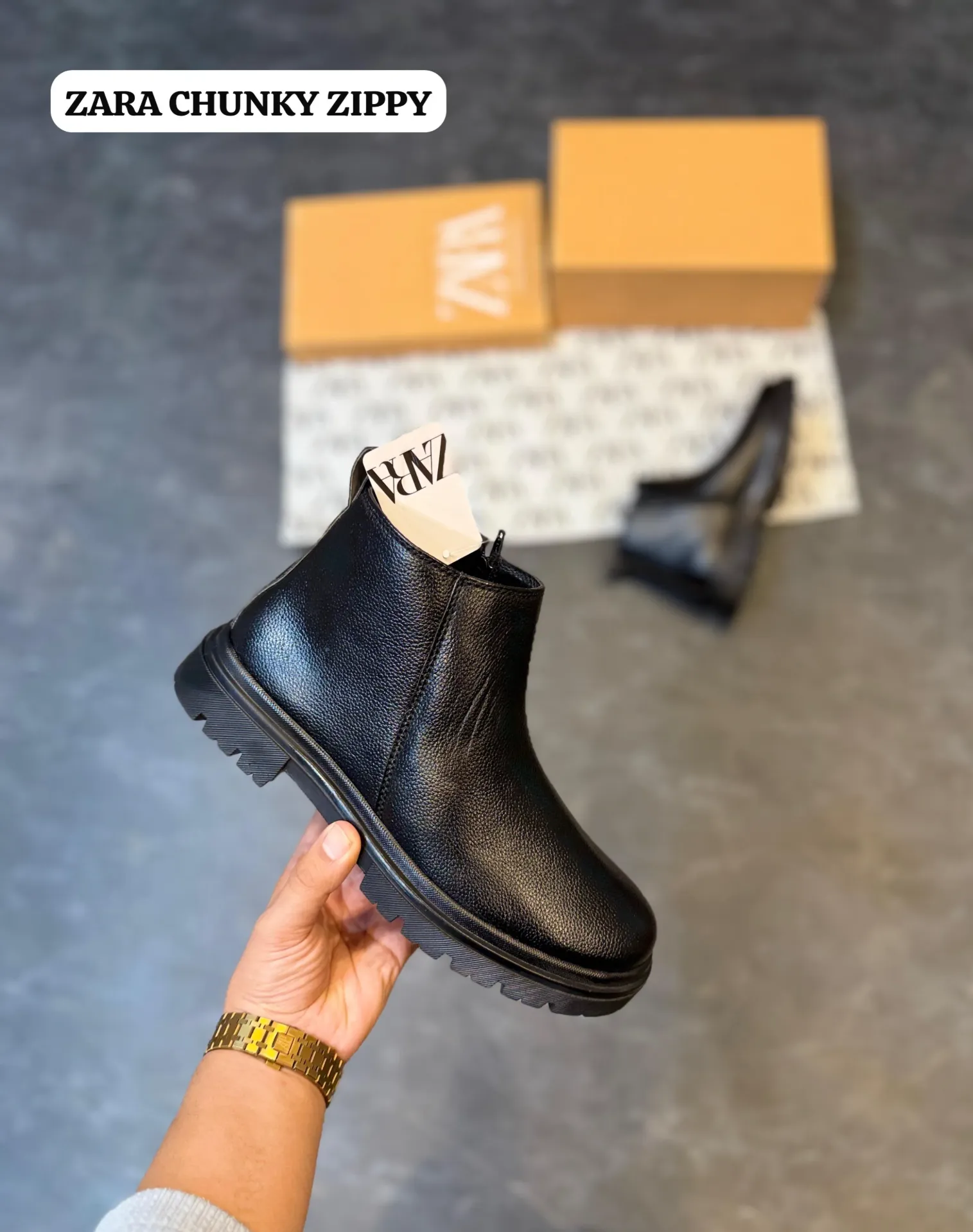 Zara Patent Zip Boot (40)