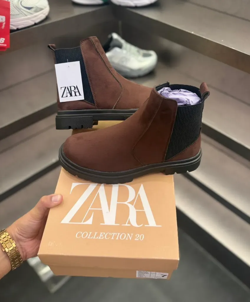 Zara chunky suedes chelsea boot (brown) (40)