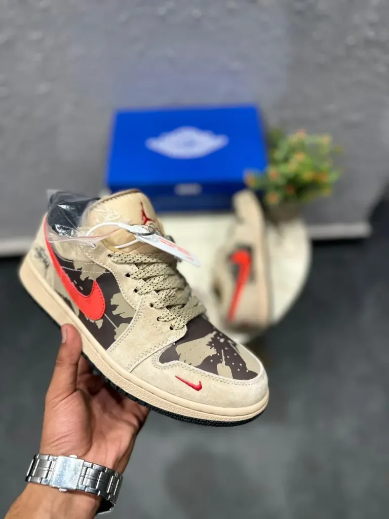 Air Jordans Retro 1 low stussy travis camo