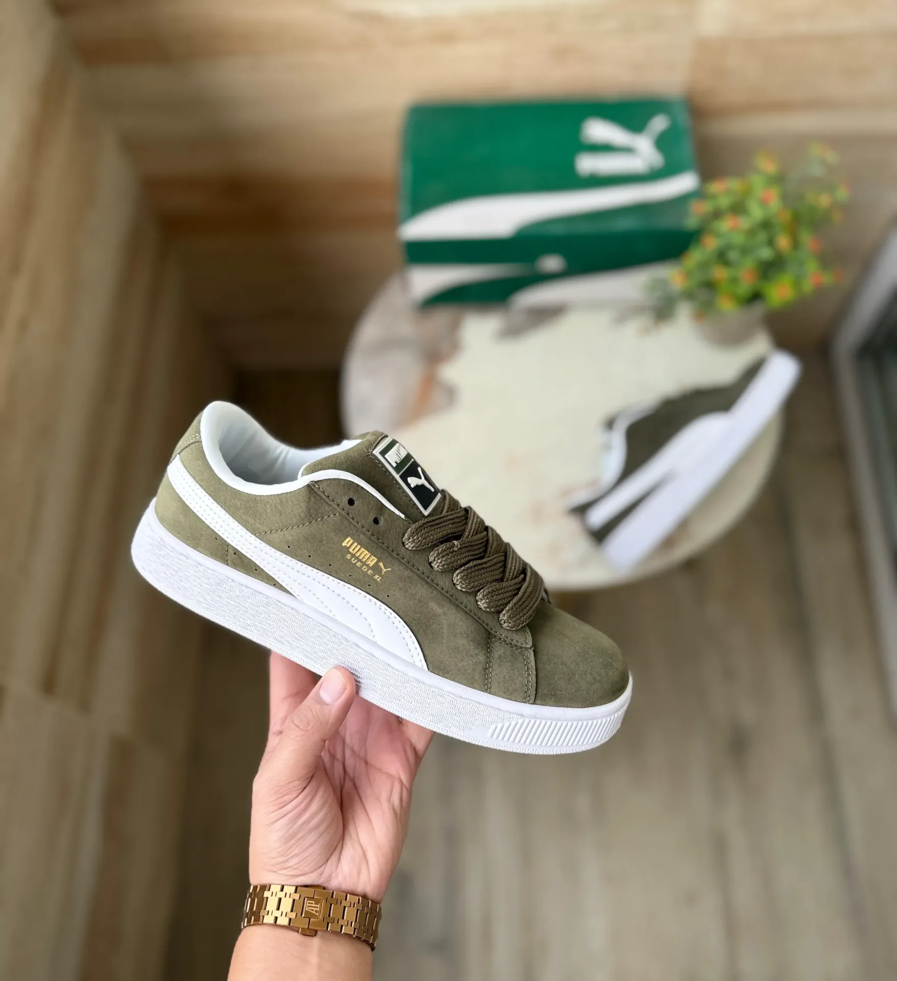 Puma Suede XL sneakers in an olive green (40)