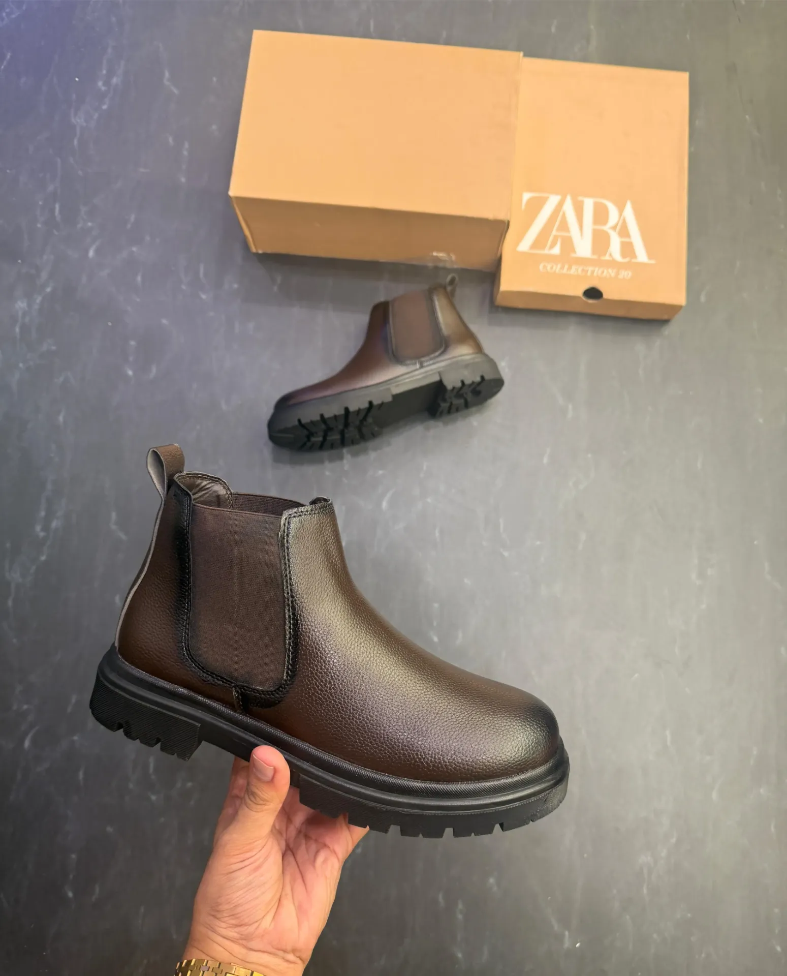Zara Chunky chelsea boot brown 
